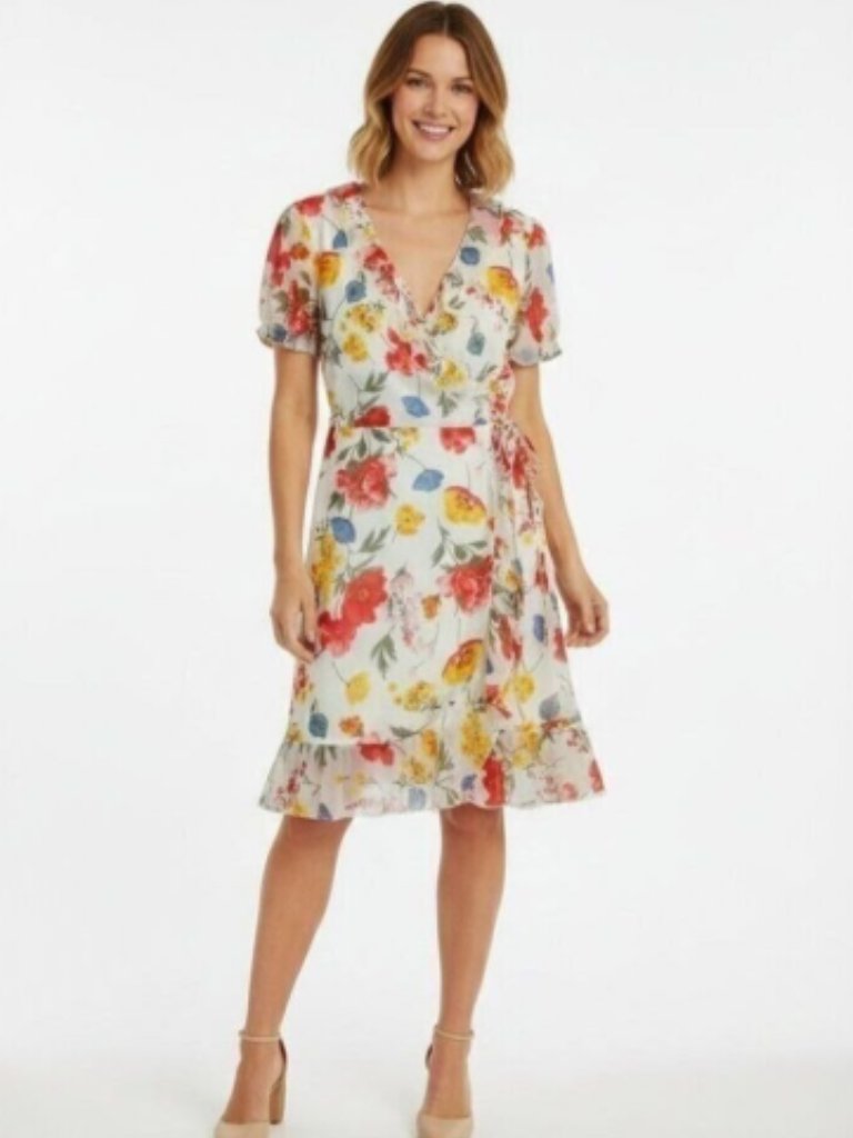 Only Vibrant Floral Mini Wrap Dress (Size 38 / Fits Like M) 0314